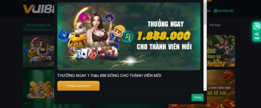 Khi bạn đăng ký một tài khoản mới trên VUI88 sẽ được nhận ngay một khoản tiền thưởng chào mừng